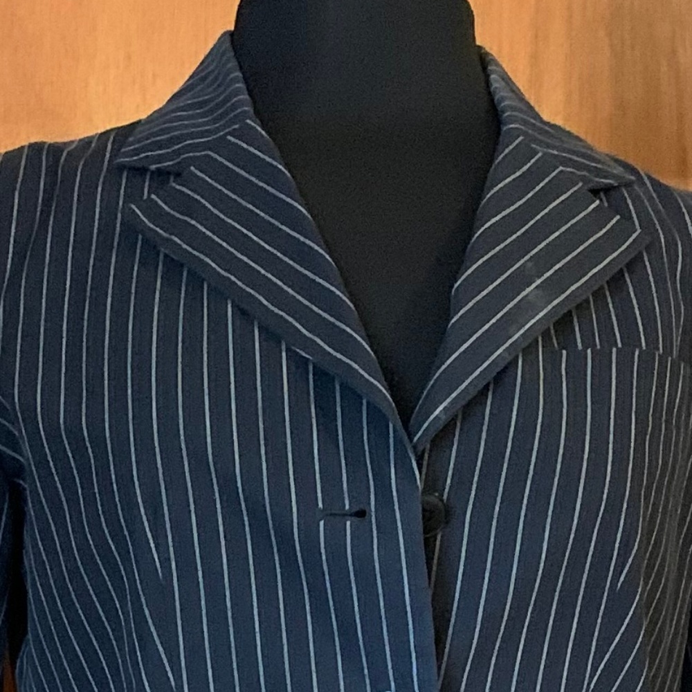 Agnes B. Paris 100% cotton pinstripe suit.